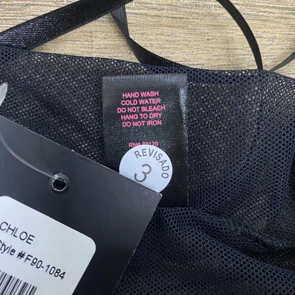 FREDERICKS OF HOLLYWOOD Chloe Black Corset Laced Teddy Sz S/M Sheer Lingerie NWT - Picture 7 of 9